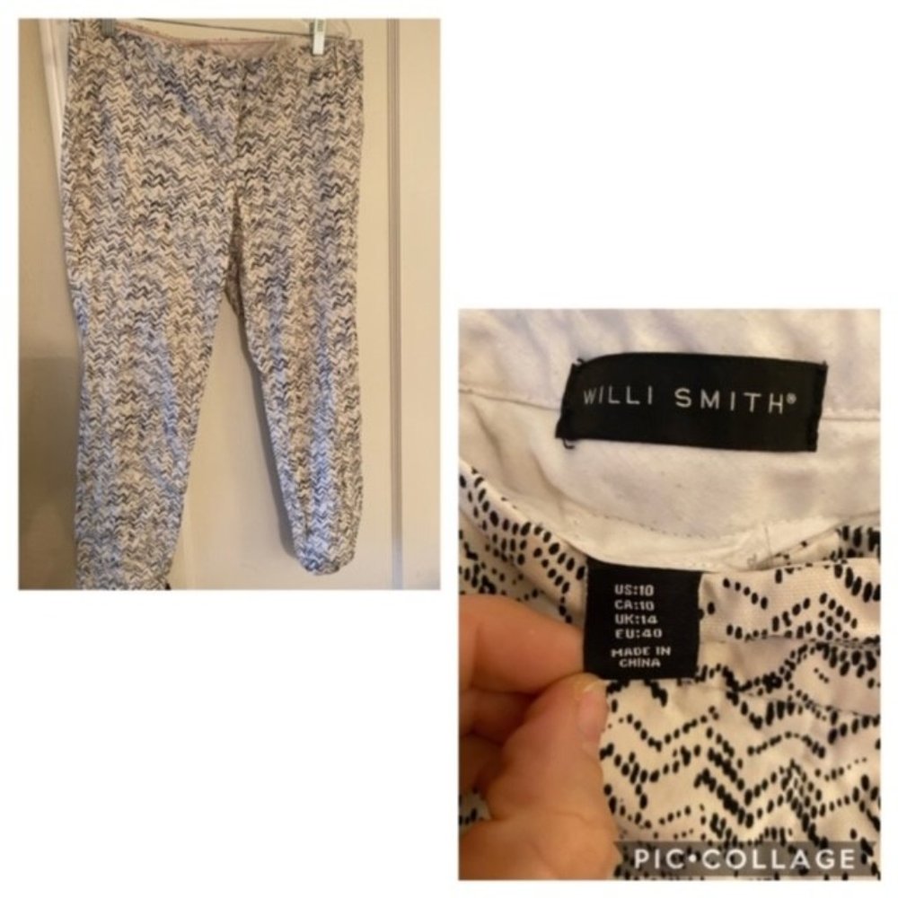 Willi Smith Black/White Printed Ankle Pants